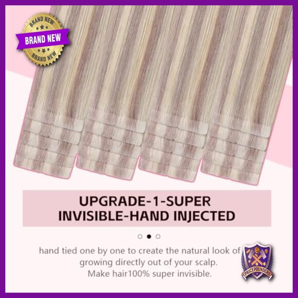 Real Human Hair Tape-In Extensions 14 Inch Seamless Invisible Hand-Tied main image 6